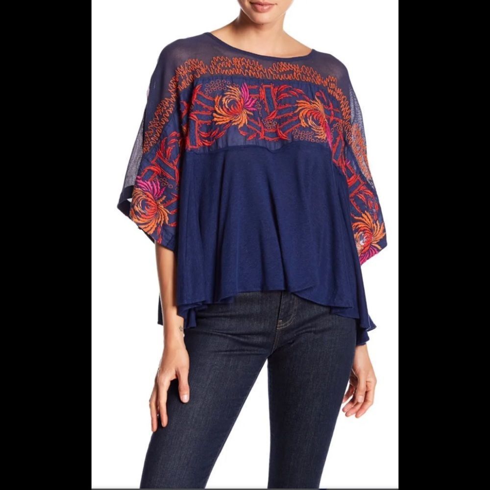 Free people Love letter embroidered summer top